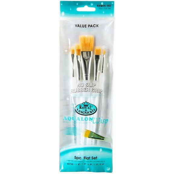 Royal & Langnickel Aqualon Wisp Flat Artist Brush Set, 5-piece