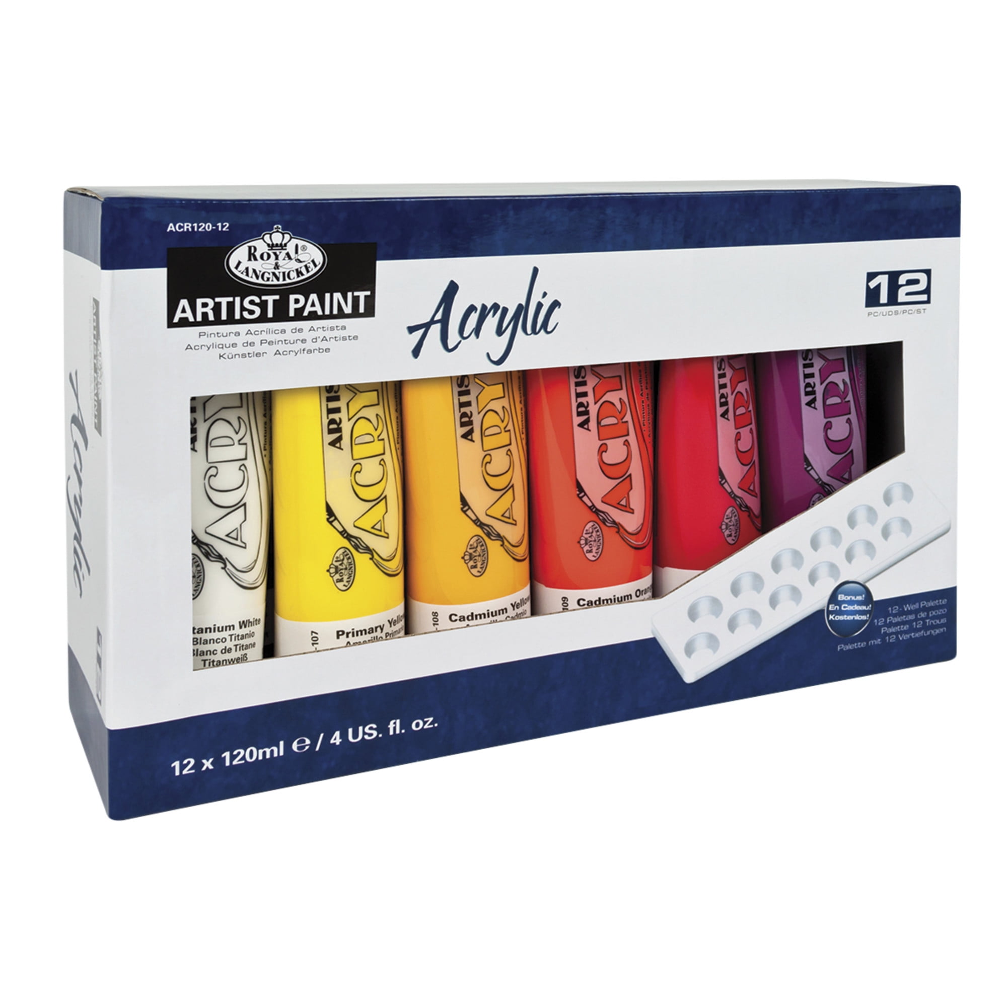 Royal & Langnickel Artist Acrylic Paint Set, 4 Ounces, Assorted Color, Set  of 12 