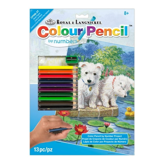 CPN8 | Colour Pencil by numbers 13pc 8.75" x 11.75" Westie Puppies Project