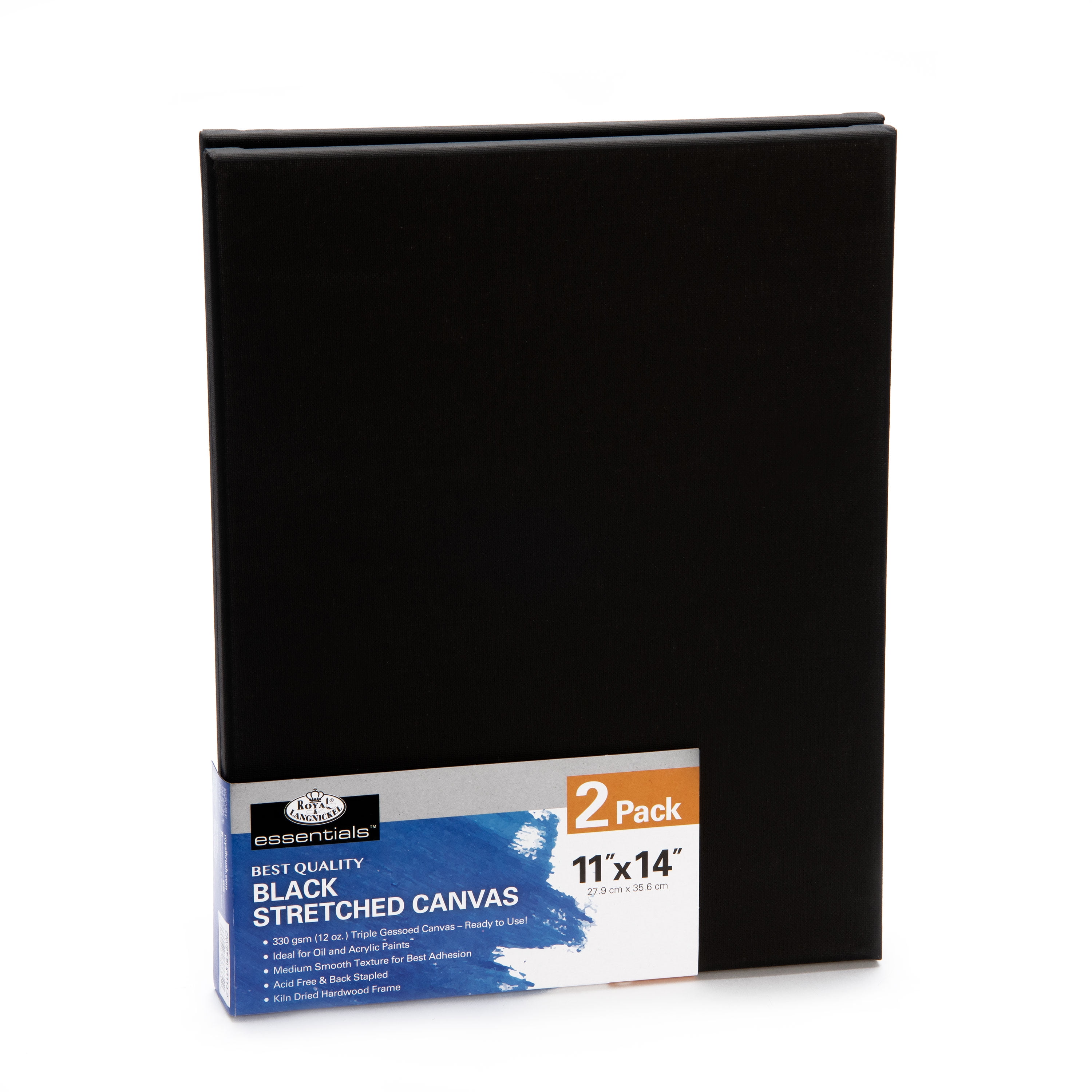 Royal & Langnickel Essentials 11x14 Black Triple Gessoed Stretched Canvas Value Pack, for Oil and Acrylic Painting, 4 Pack
