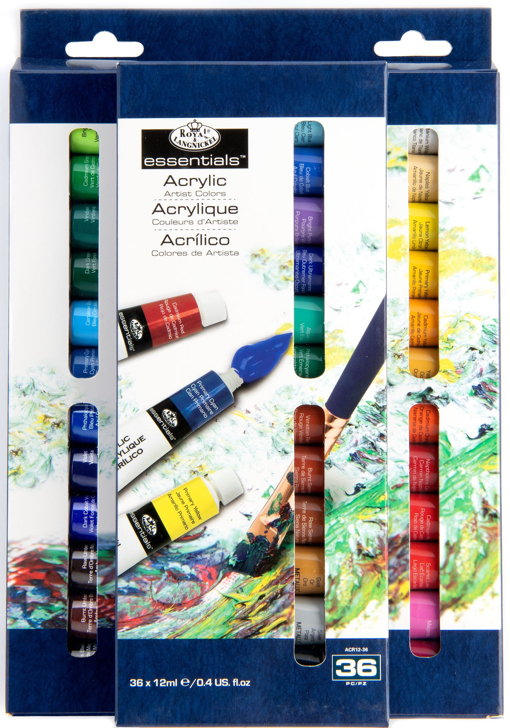 Acrylic Paint Set with 12 Art Brushes, 36 Colors (2 oz/Bottle) Acrylic Paint  for Painting Canvas, Wood, Ceramic and Fabric, Paint Set for Beginners,  Students and Professional Artist, Rich Pigments 