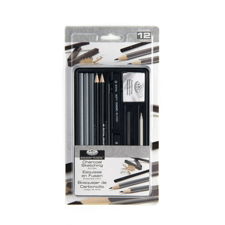 Royal & Langnickel Essentials - 12pc Charcoal Sketching Pencil Set with  Small Tin