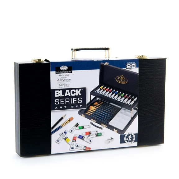 Royal & Langnickel essentials™ 28pc Black Series Acrylic Wooden Box Art Set