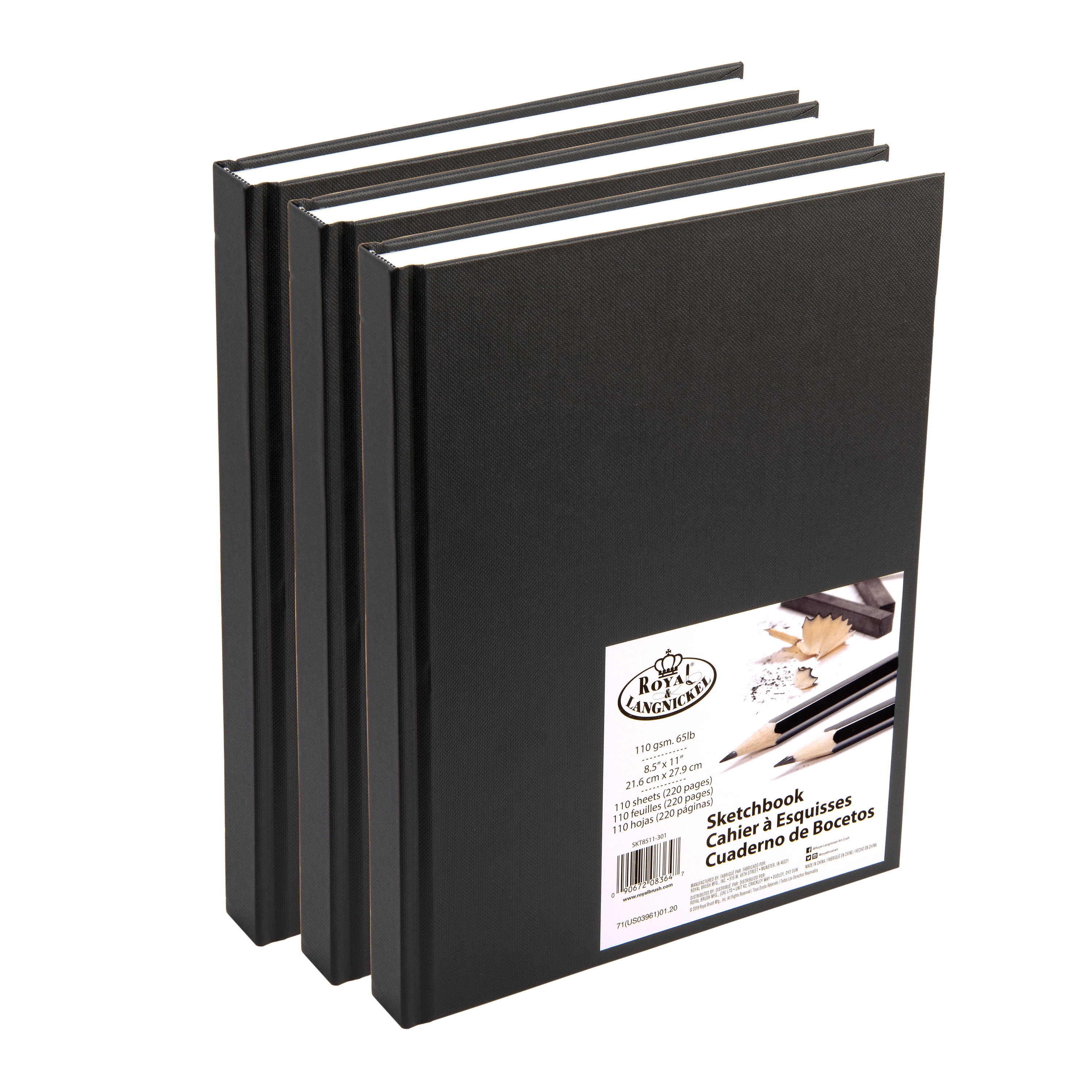 Pentalic - 5.5x 8 Hardbound Sketchbook, 110 Sheets, Black