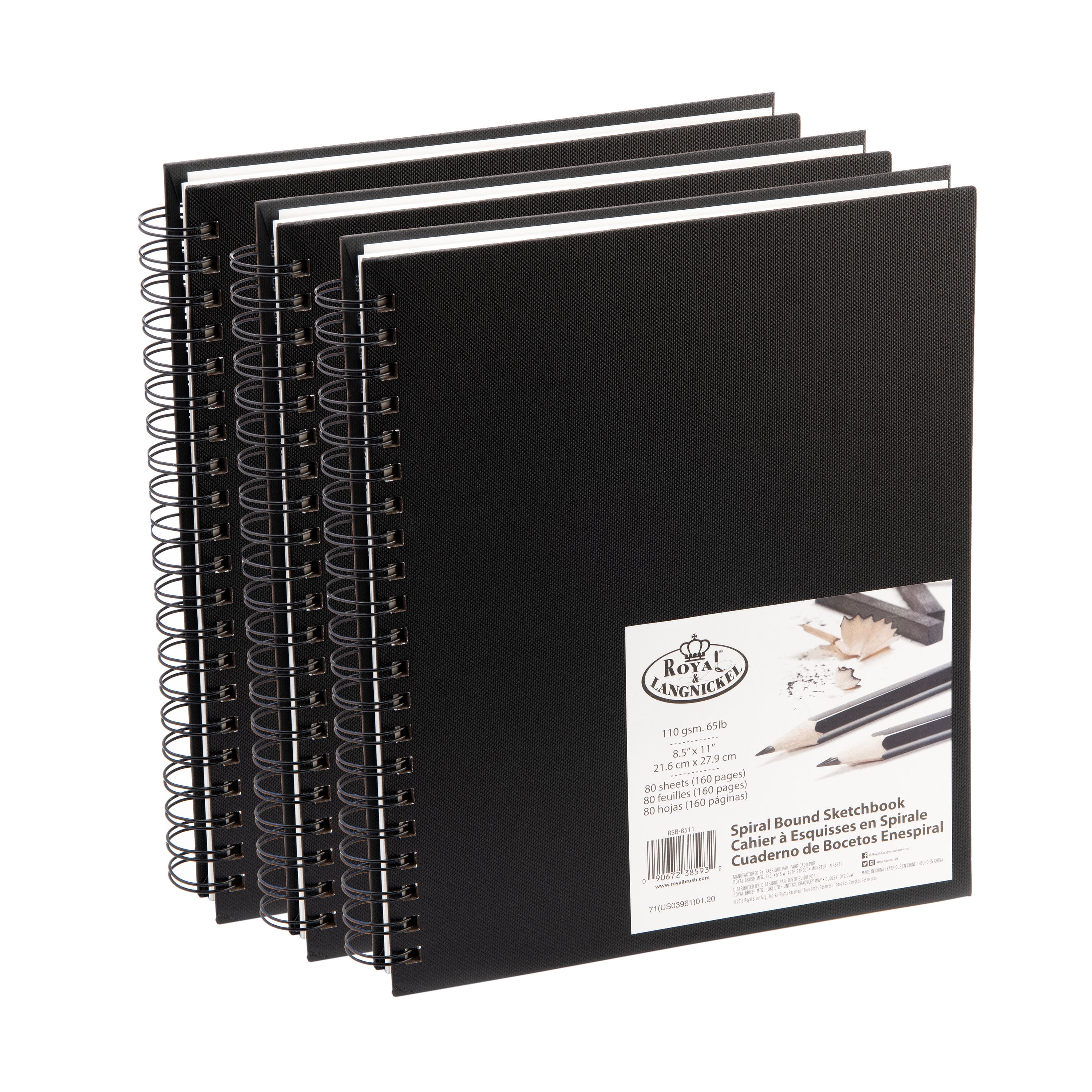 Layflat Sketchbook - 8.27 x 11 Inches - Black Blank Note Book, 64 Sheets, Thick 100gsm Paper, for Drawing, Sketching, and Journaling