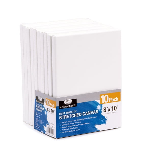 Royal & Langnickel Essentials 8" x 10" Stretched Canvas, 10Pk