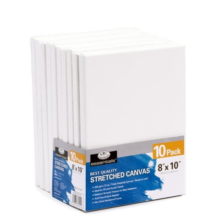 Royal & Langnickel Essentials 8" x 10" Stretched Canvas, 10Pk