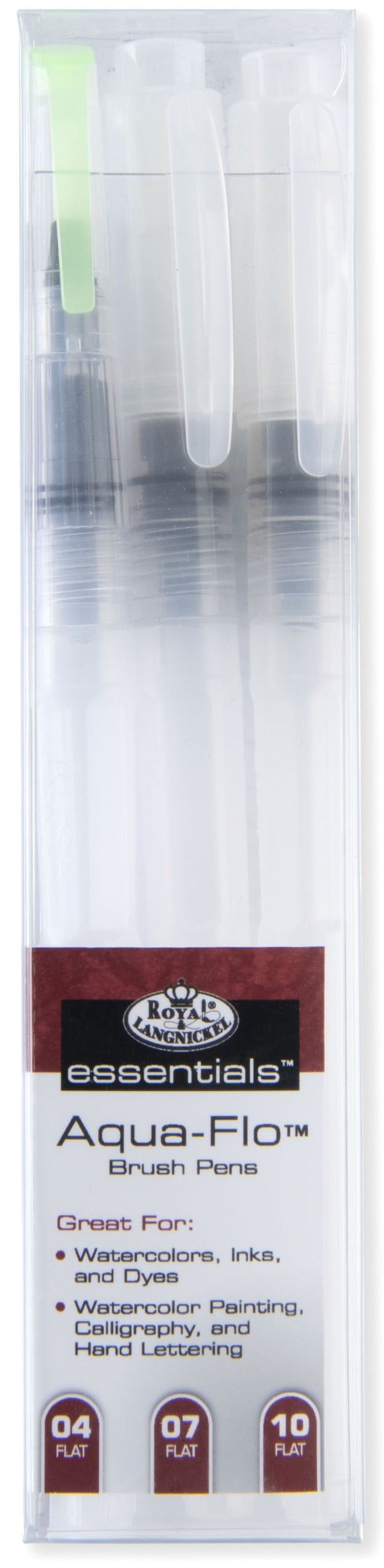 Royal & Langnickel Essentials Aqua-Flo Refillable Flat Paint Brush Pens 3-Pack