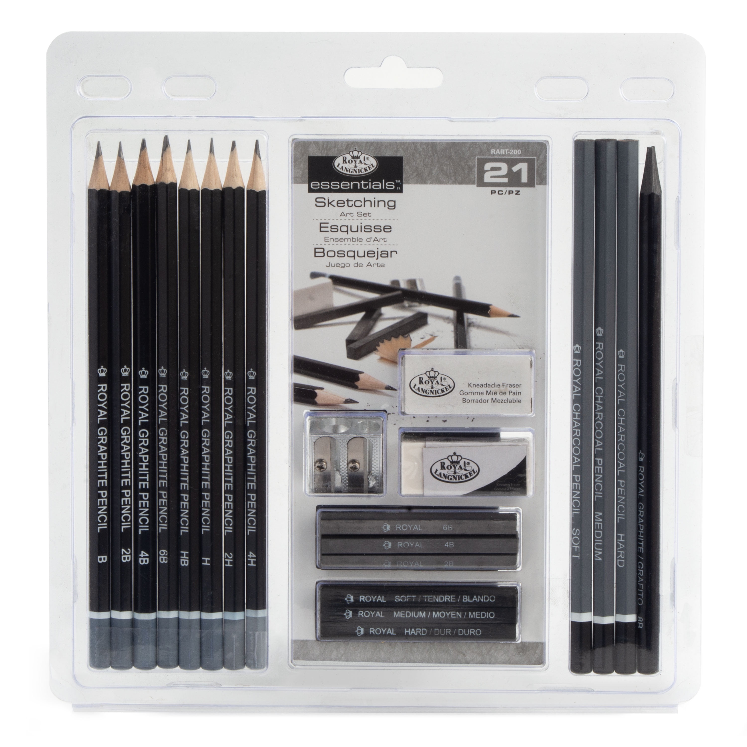 Essentials Sketching & Drawing Set, 21 Pieces - 090672057648
