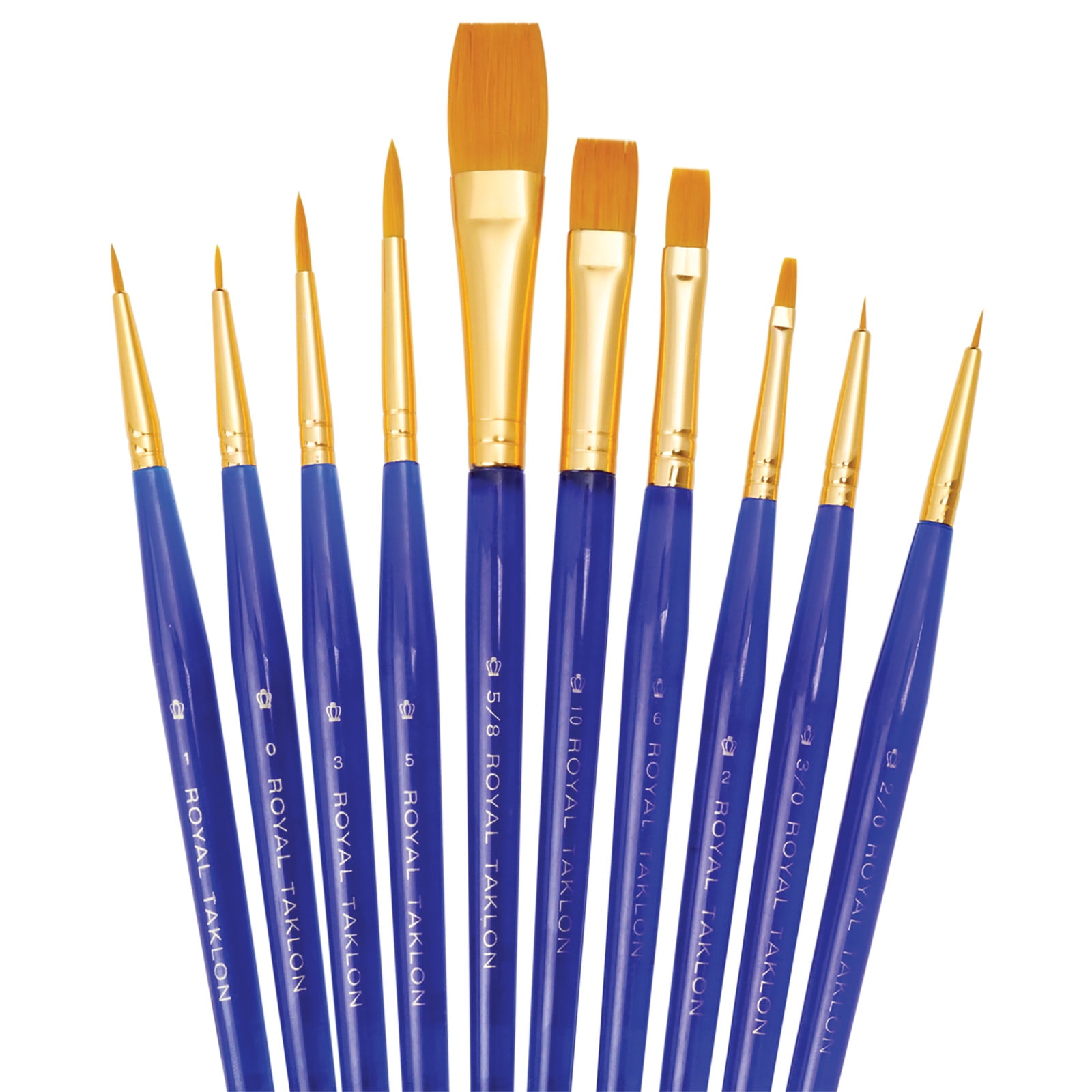 Royal Brush Super Value Brush Set, Golden Taklon, Ultra-Short Handle