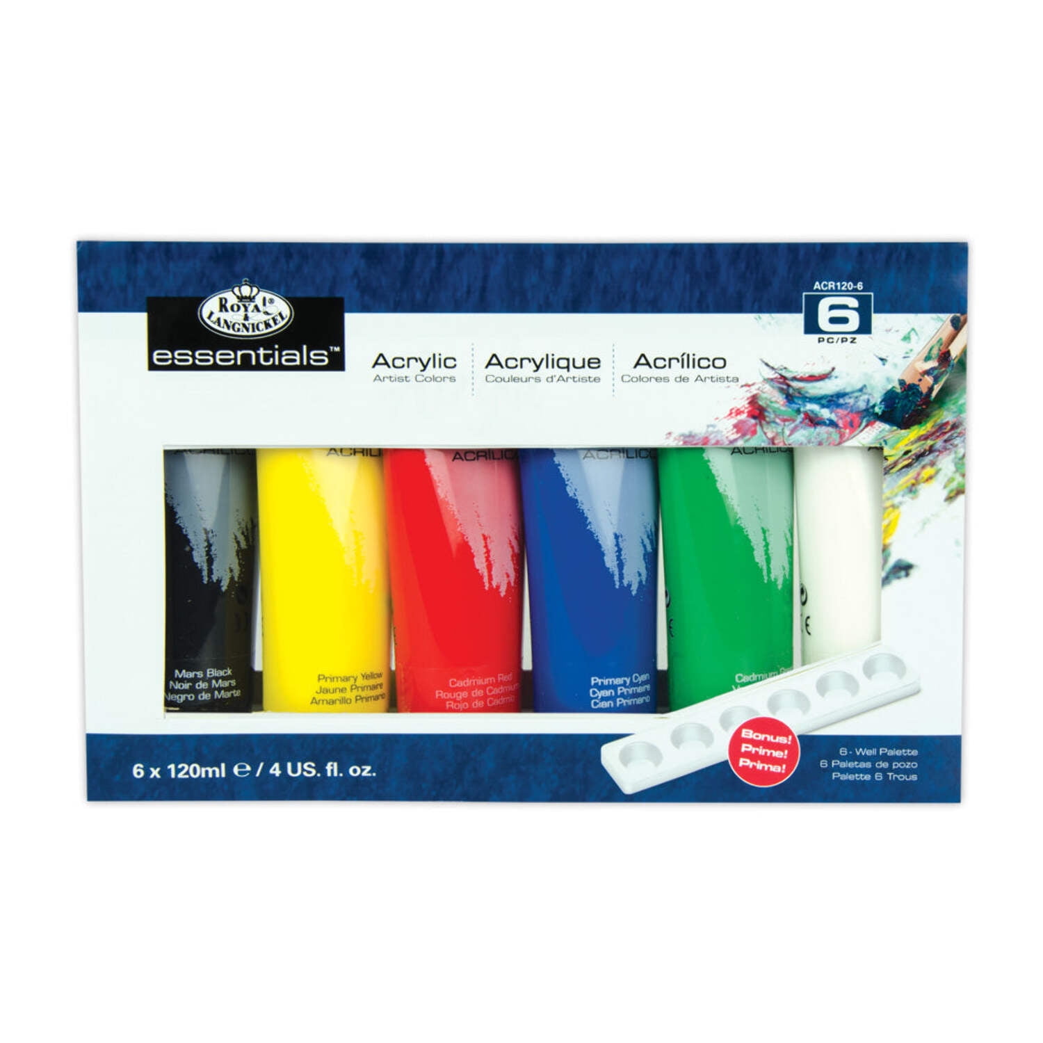 Royal & Langnickel Acrylic Paints 120ml 6/Pkg-Assorted Colors