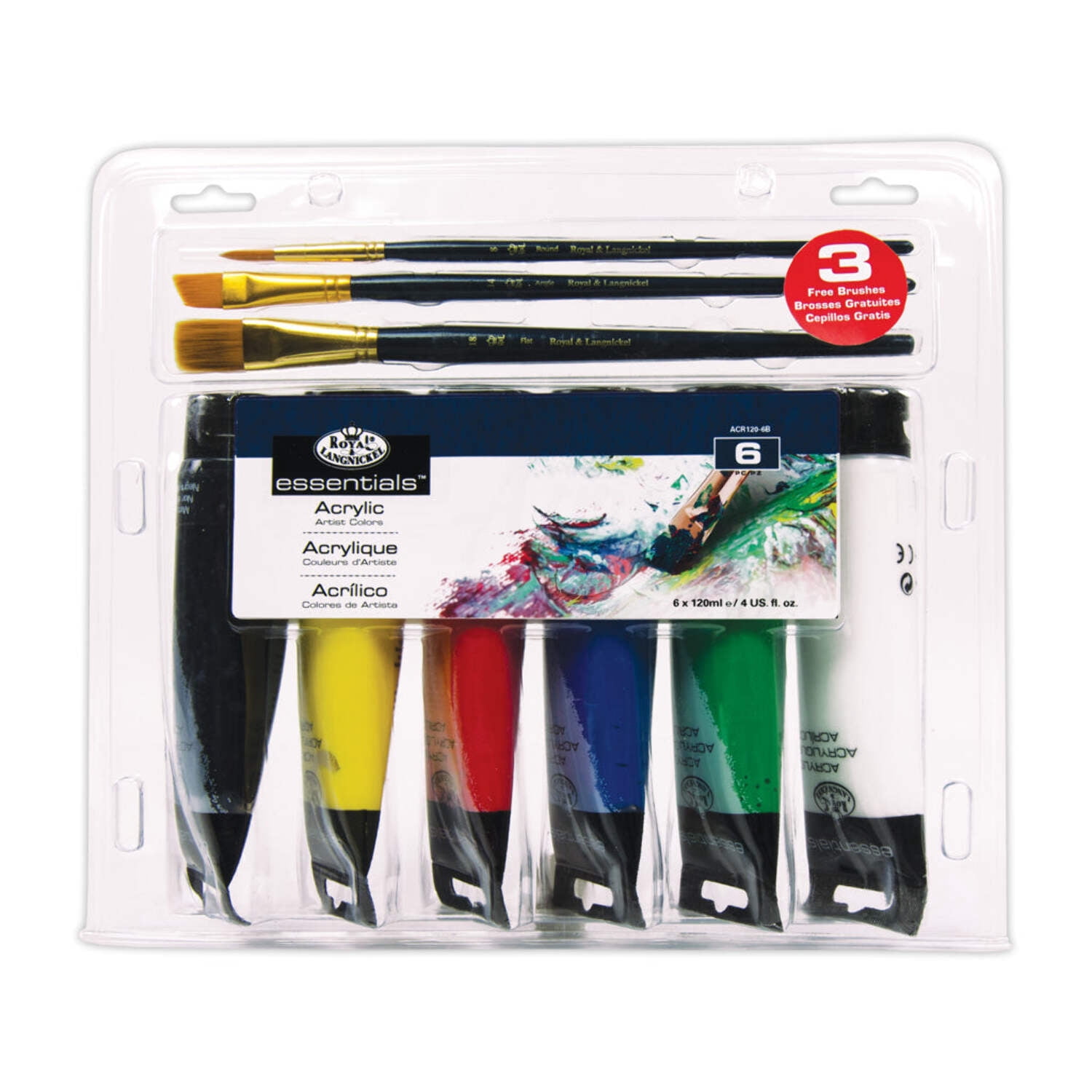 Royal & Langnickel Essentials Acrylic Paint 120ml-6/Pkg