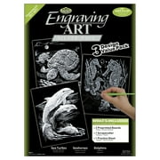 Royal & Langnickel(R) Foil Engraving Value Pack 8.75"X11.5"-Silver - Turtle, Sea Horse & Dolphins