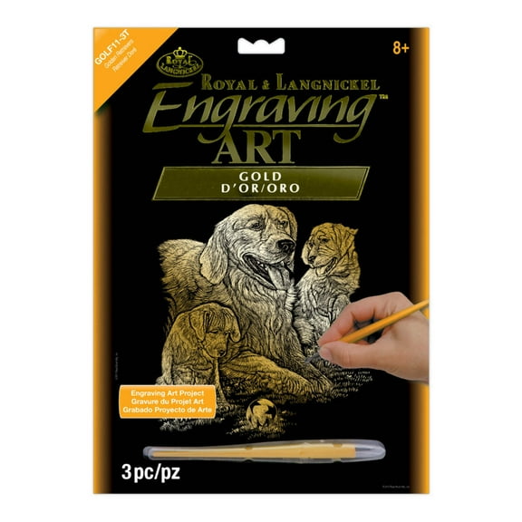 Royal & Langnickel(R) Gold Foil Engraving Art Kit 8"X10"-Golden Retriever & Puppies