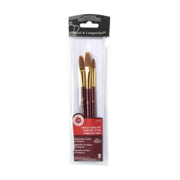 Royal & Langnickel(R) Gold Taklon Filbert Comb Brush Set-3/Pkg