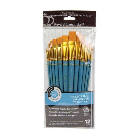 Royal & Langnickel 12pc Golden Taklon Long Handle Variety Brush Set