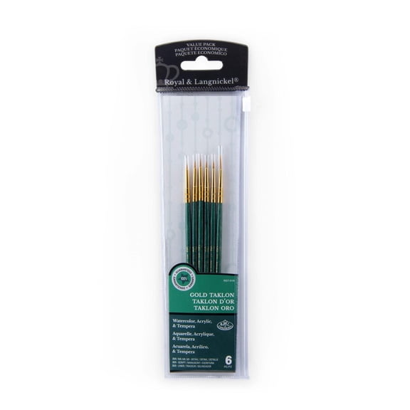 Royal & Langnickel(R) Gold Taklon Value Pack Brush Set-Detail 6/Pkg