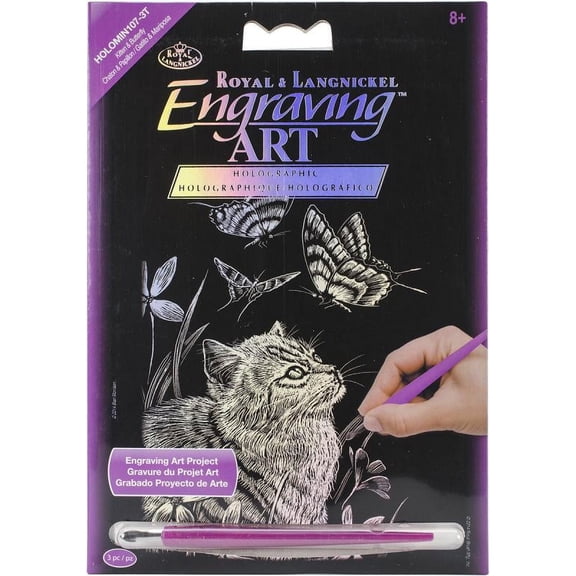 Royal & Langnickel Engraving Art Kitten & Butterfly Holographic Foil Project, 5 in x 7 in