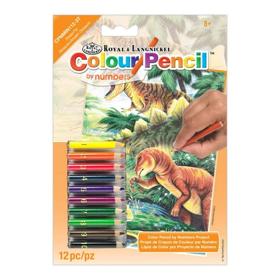 Royal & Langnickel(R) Mini Color Pencil By Number Kit 5"X7"-Dinosaur Fun