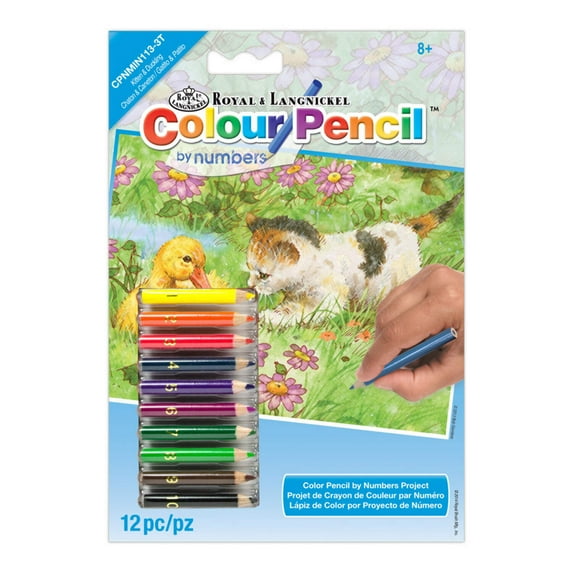 Royal & Langnickel Colour Pencil by numbers™ 12pc Kitten & Duckling Project
