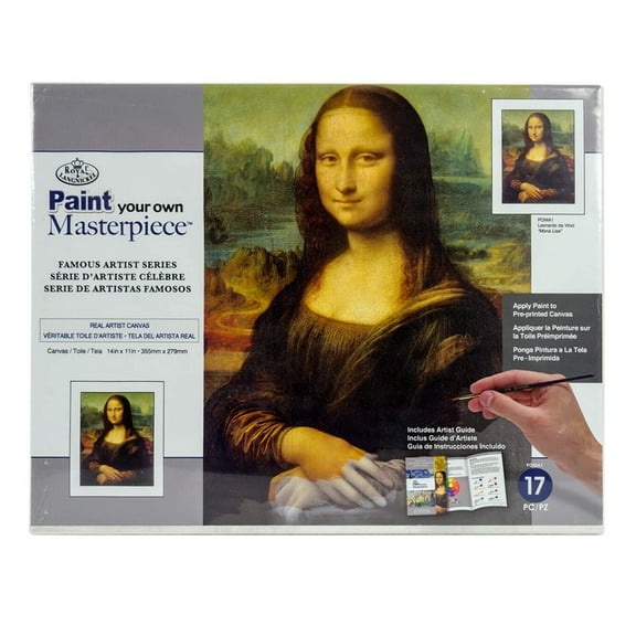 POMA1 | Paint your own Masterpiece 17pc 14" x 11" Mona Lisa by Leonardo da Vinci Canvas Project