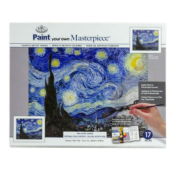 Royal & Langnickel Paint your own Masterpiece™ 17pc 14" x 11" The Starry Night by Vincent Van Gogh Canvas Project