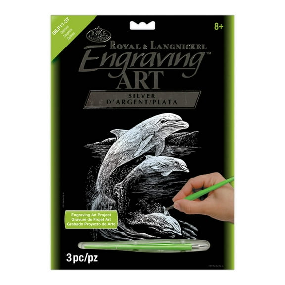 Royal & Langnickel(R) Silver Foil Engraving Art Kit 8"X10"-Dolphins