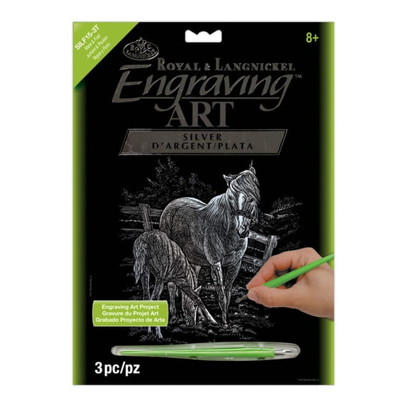 Royal & Langnickel(R) Silver Foil Engraving Art Kit 8"X10"-Mare & Foal