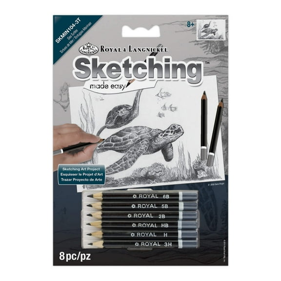 SKMIN-104 | Sketching Made Easy Sea Turtles 8pc 5" x 7" Sketching Art Project