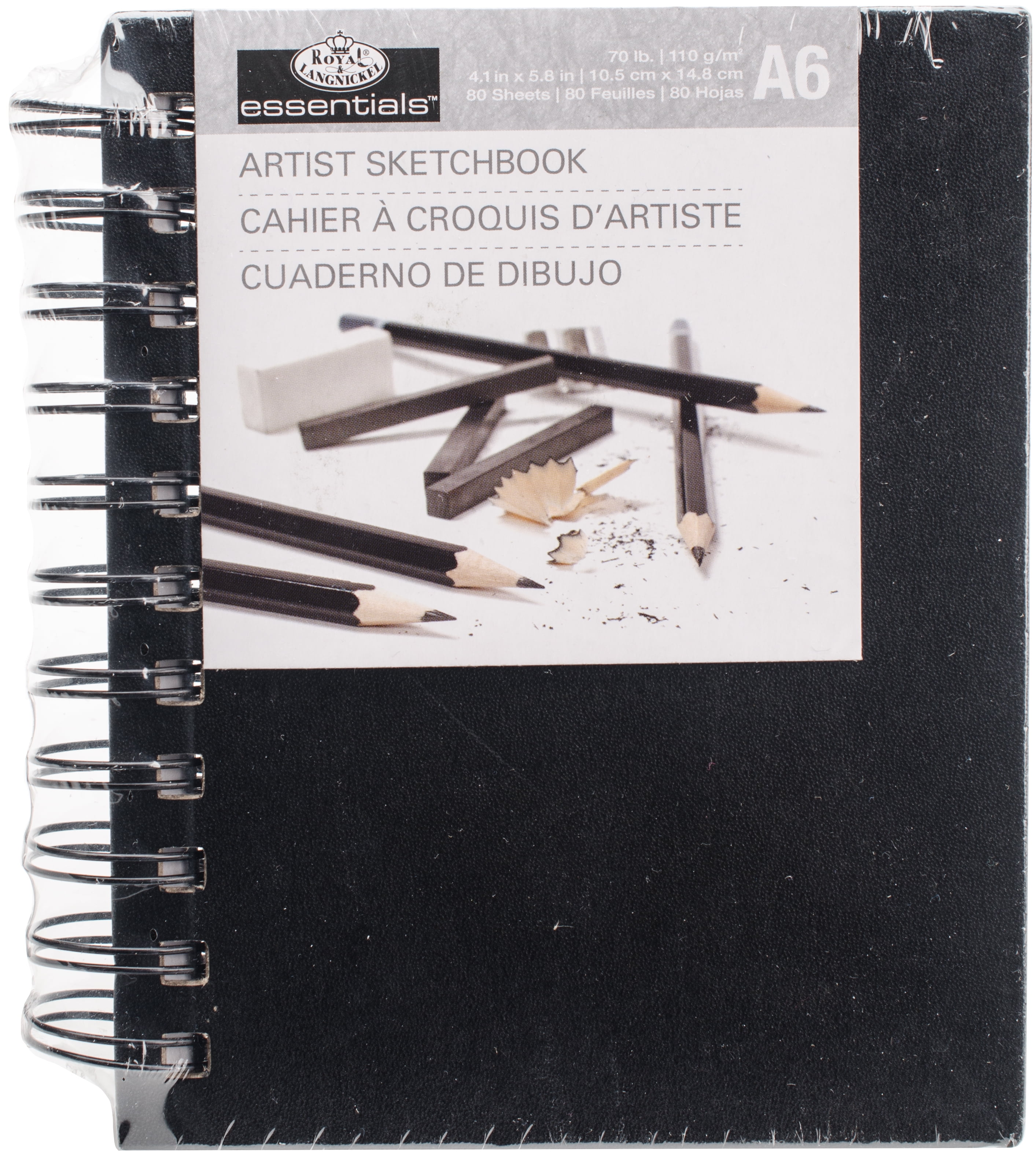 Black A6 Spiral Bound Hardcover Artist Sketchbook