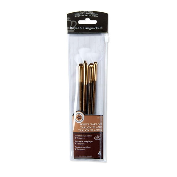 Royal & Langnickel White Taklon Value Pack Brush Set-4/Pkg