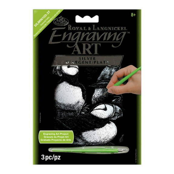 SILMIN-103 | Engraving Art 5" x 7" Oceanside Puffins Silver Foil Project
