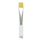 Royal Brush Soft Grip Flat Golden Taklon Fiber Non-Slip Rubber Grip Acrylic Handle Paint Brush, Size 12, Pack of 12