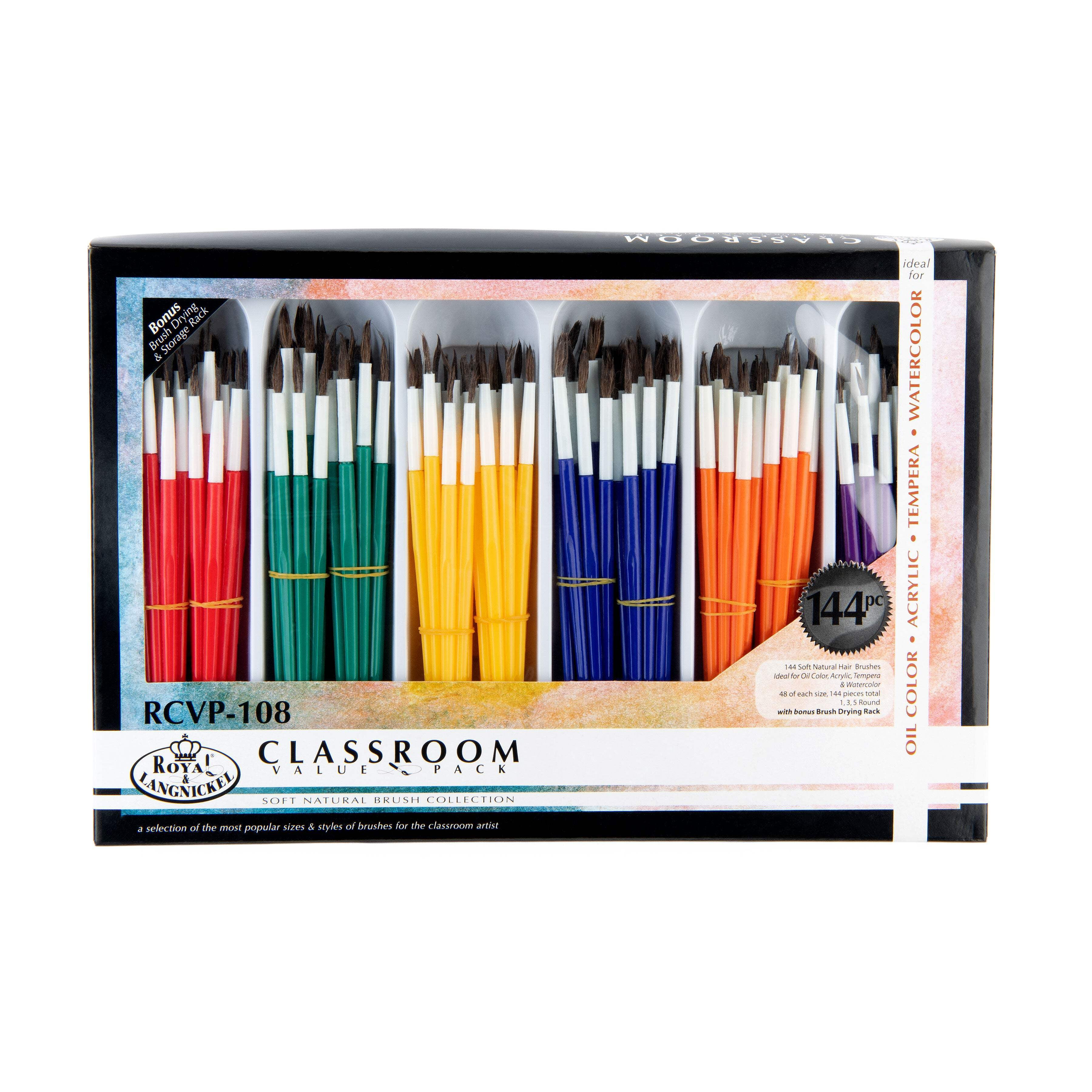 RCVP-108 | 144pc Soft Natural Hair Brush Classroom Value Pack