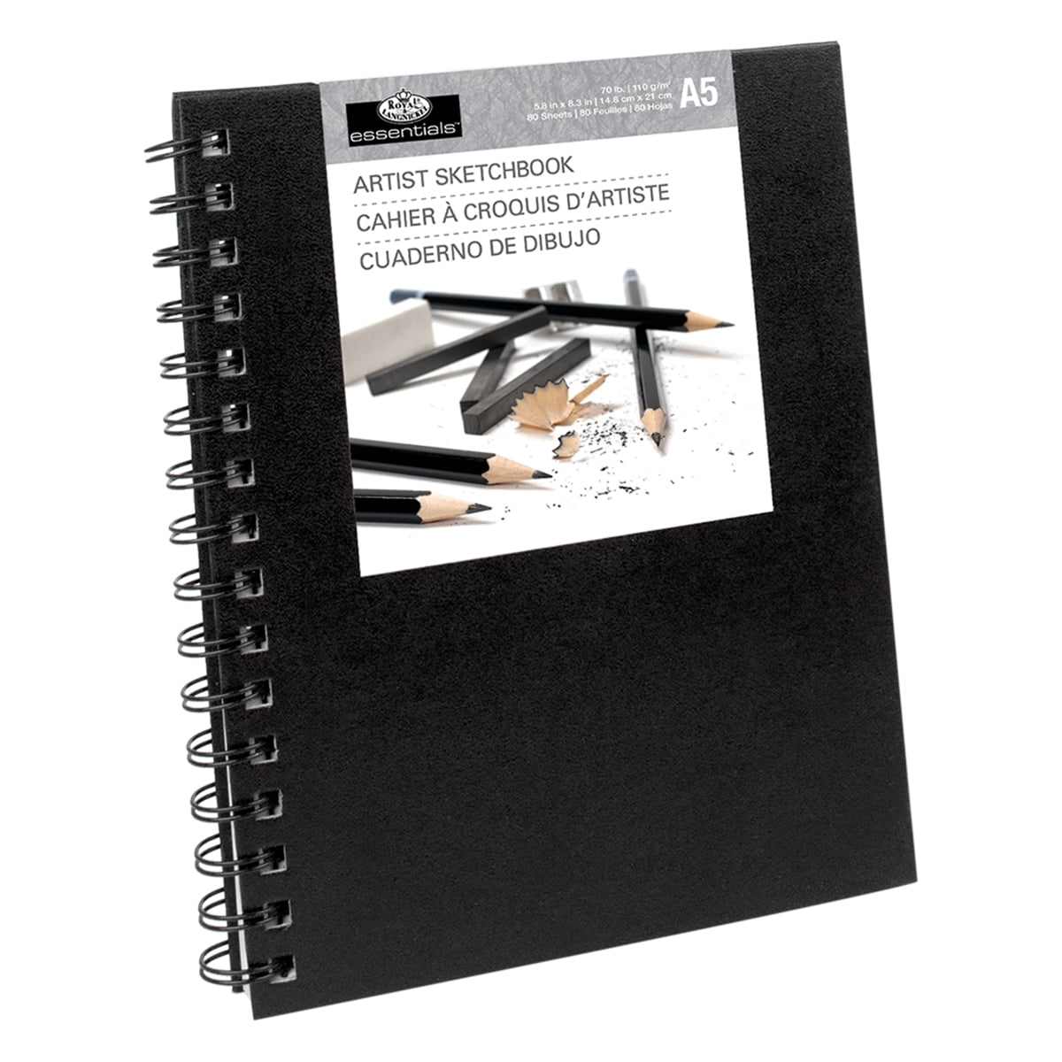 Daler-Rowney Simply Sketchbook - 8.5in x 11in Hardbound Big Sketchbook -  110-Page Black Sketchbook for Dry Media - Drawing Sketchbook for Artists  and