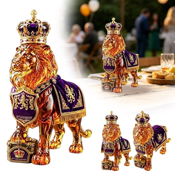 Royal Lion Whisky Decanter, 3D Bottle Shaped Bar Decor, 87th Anniversary Lion Design With 3D Detail, Collectible Decanter For Home Bars, Tables, Displays And Gifting