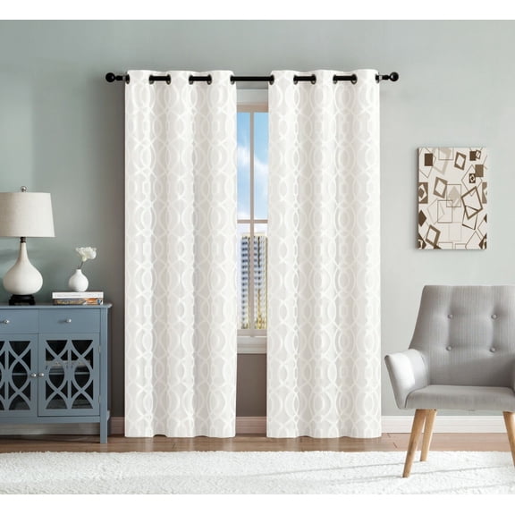 Royal Living 2 Pack Venetian Semi Sheer Lattice Grommet Curtains, Cozy and Elegance