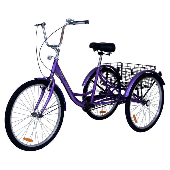 Royal London Adult Tricycle 3 Wheeled Trike Bicycle w/ Shopping Basket Purple