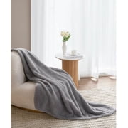 Royal Luxe Cozy Faux Fur to Faux Mink Throw, 50" X 60-Gray