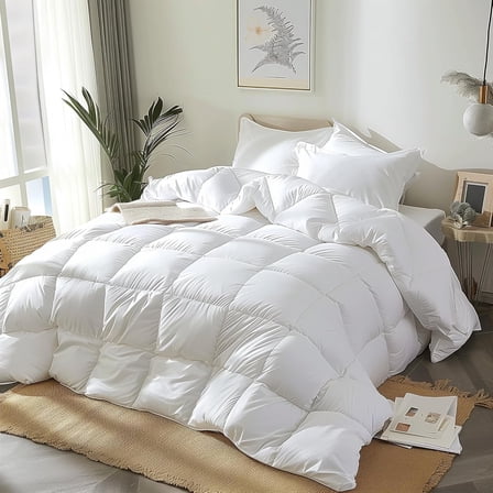 Royal Luxe Goose Feather Down Fiber Comforter All Season Comforter - Twin Size Duvet Insert, 68”x88”