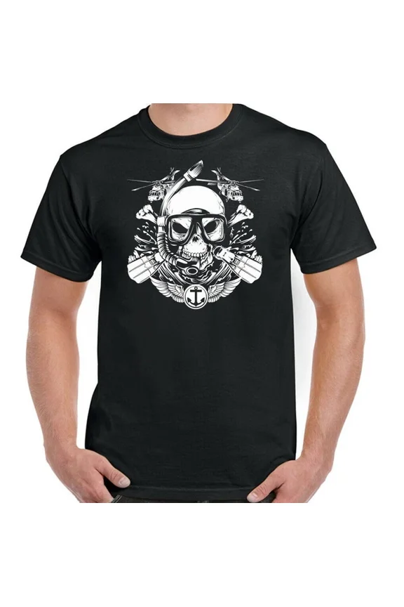 Royal Marines T-Shirt Diver Mens Womens Snorkelling Navy Us Scuba Skull Military Top, Vintage Birthday Gift
