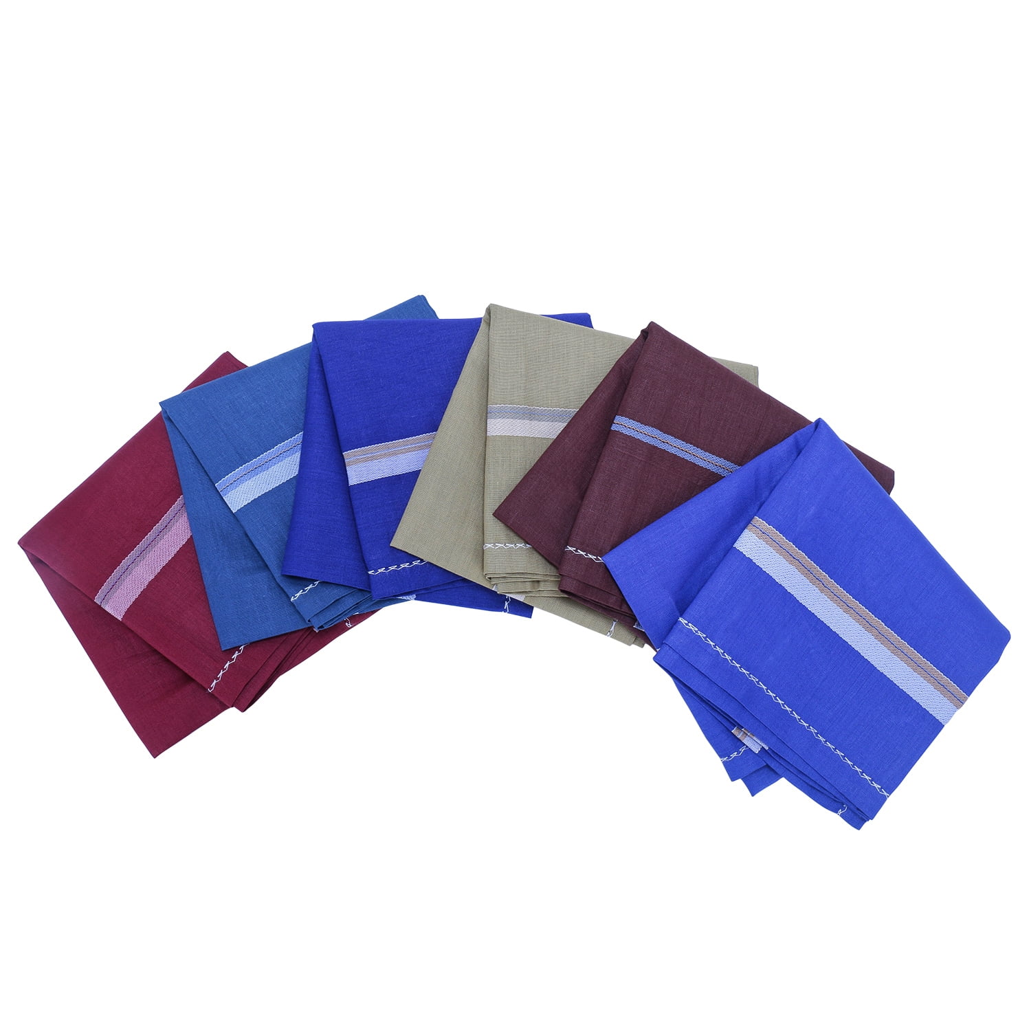 Royal Mart 06 Men's Cotton Handkerchief Set 15+ inches, Dark Striped, MultiColor Handkerchief