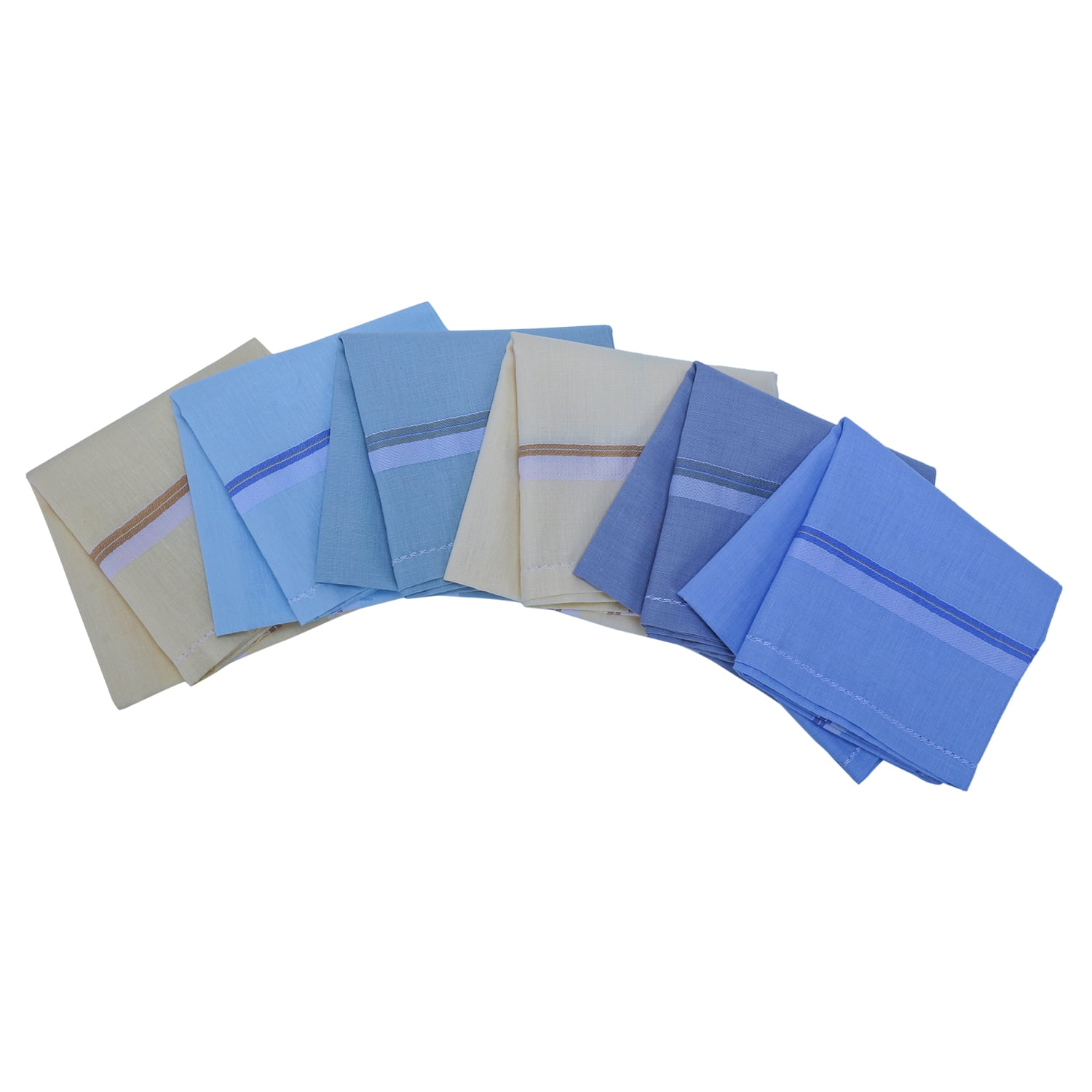 Royal Mart 12 Men's Cotton Handkerchief Set 15+ Inches, Light Striped