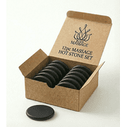 Royal Massage 12pc Basalt Hot Stone Massage Set 3.5" Flat Medium Heat Rock Deep Tissue Therapy