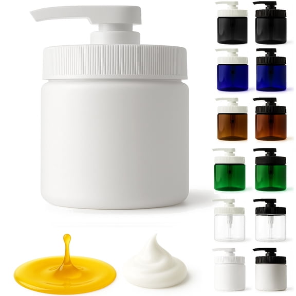 Royal Massage 16oz Massage Oil/Lotion/Cream Pump Jar with Locking Twist Top (White/White, 1)