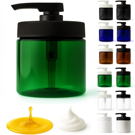 Royal Massage 16oz Massage Oil/Lotion/Cream Pump Jar with Locking Twist Top (Green/Black, 1)