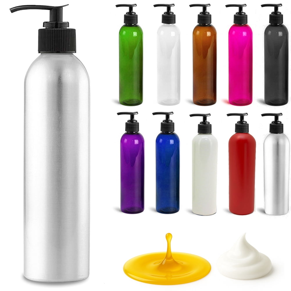 Royal Massage 8oz Bullet Round Massage Oil/Lotion/Liquid Bottle with Saddle Pump (Aluminum, 1)