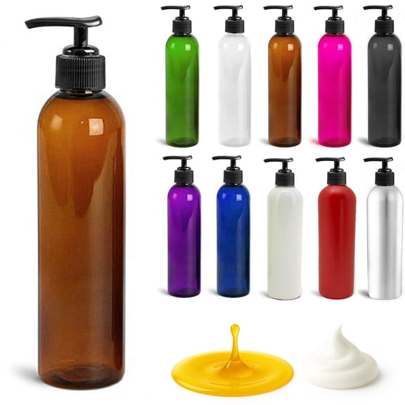 Royal Massage 8oz Bullet Round Massage Oil/Lotion/Liquid Bottle with Saddle Pump (Amber, 1)