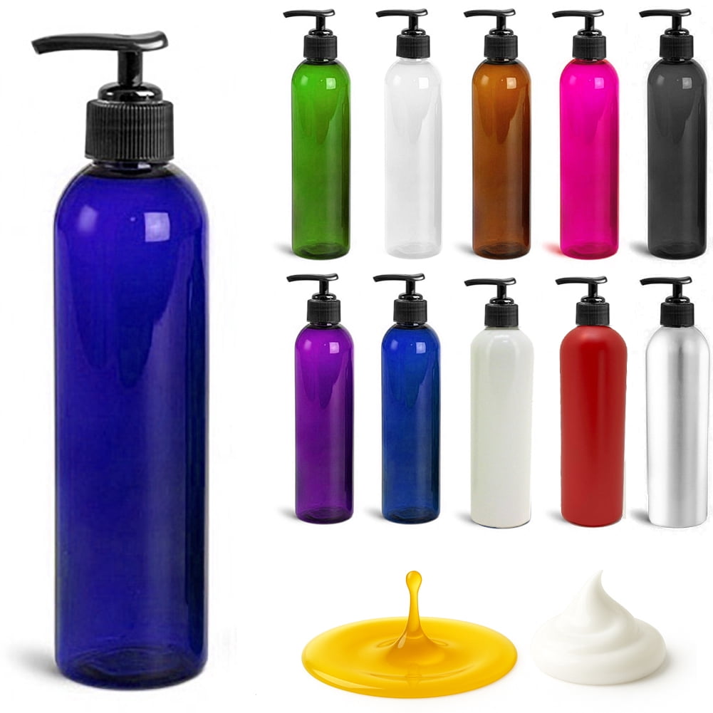 Royal Massage 8oz Bullet Round Massage Oil/Lotion/Liquid Bottle with Saddle Pump (Blue, 1)