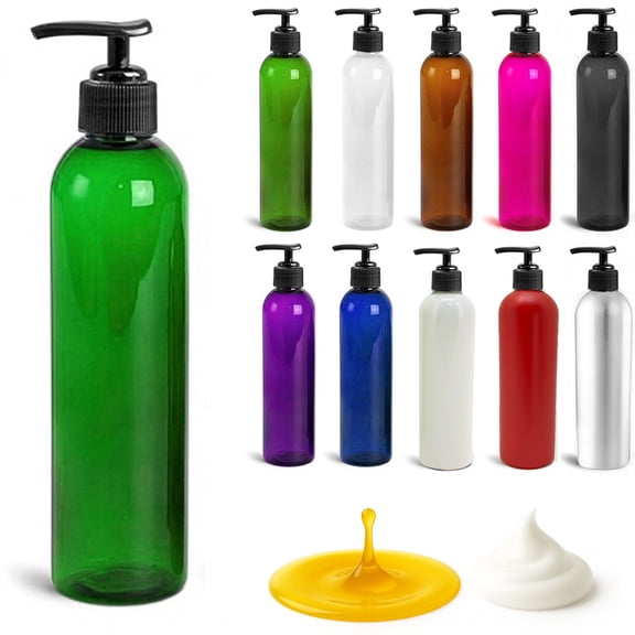 Royal Massage 8oz Bullet Round Massage Oil/Lotion/Liquid Bottle with Saddle Pump (Green, 1)